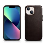 iCarer Skórzane Etui Plecki Obudowa Magsafe do iPhone 13 brązowe ciemne