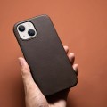 iCarer Skórzane Etui Plecki Obudowa Magsafe do iPhone 13 brązowe ciemne