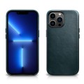 iCarer Skórzane Etui Plecki Obudowa Magsafe do iPhone 13 Pro Max niebieskie