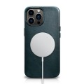 iCarer Skórzane Etui Plecki Obudowa Magsafe do iPhone 13 Pro Max niebieskie
