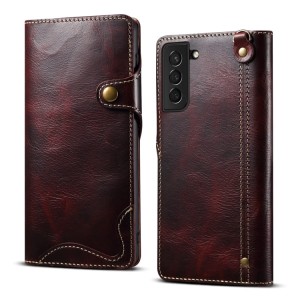 Denior Skórzane Etui Pokrowiec do Samsung Galaxy S22 5G bordowe