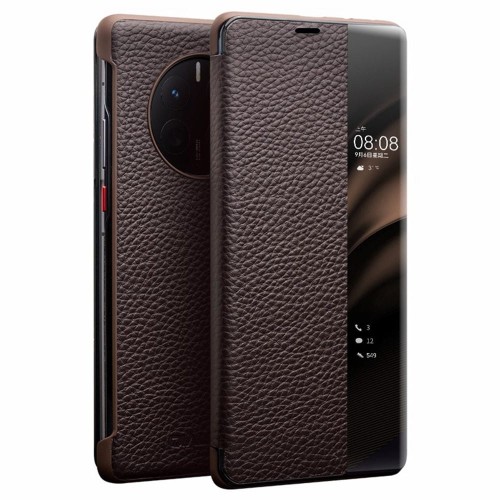 QIALINO Biznesowe Skórzane Etui do Huawei Mate 50 Pro brązowe