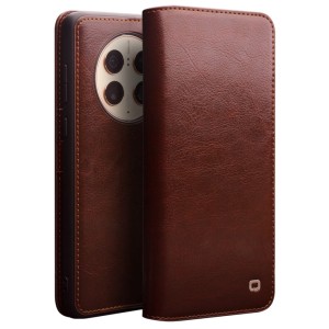 QIALINO Klasyczny Skórzany Pokrowiec Etui do Huawei Mate 50 Pro brązowy