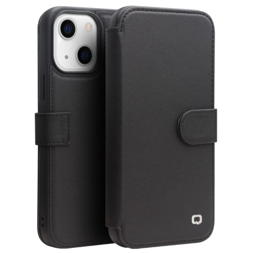 QIALINO Eleganckie Skórzane Etui do iPhone 13 czarne