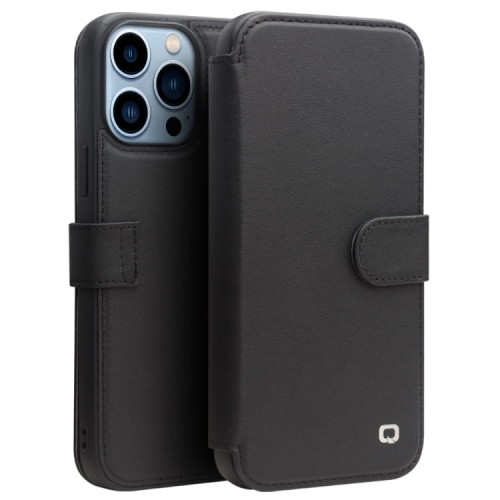 QIALINO Eleganckie Skórzane Etui do iPhone 13 Pro czarne