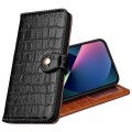 Czarne Skórzane Etui Pokrowiec do iPhone 13 mini