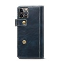 Denior Skórzane Etui Pokrowiec do iPhone 13 Pro Max niebieskie