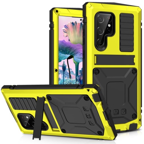 R-JUST Mocne Pancerne Etui Antywstrząsowe do Samsung Galaxy S23 Ultra 5G żółte