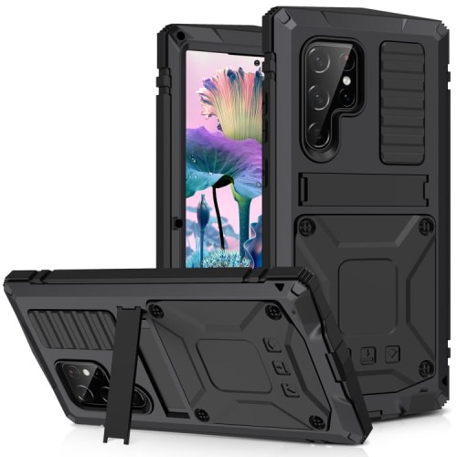 R-JUST Mocne Pancerne Etui Antywstrząsowe do Samsung Galaxy S23 Ultra 5G czarne