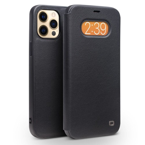 QIALINO Skórzane Etui Pokrowiec iPhone 12 Pro Max czarne