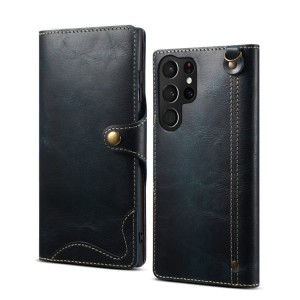 Denior Skórzane Etui Pokrowiec do Samsung Galaxy S23 Ultra 5G granatowy