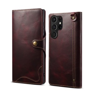 Denior Skórzane Etui Pokrowiec do Samsung Galaxy S23 Ultra 5G bordowy