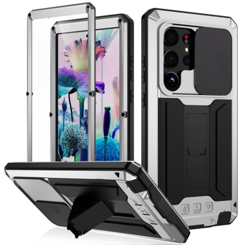 R-JUST Pancerne Etui Antywstrząsowe do Samsung Galaxy S23 Ultra 5G srebrne