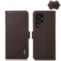 KHAZNEH Skórzane Etui Pokrowiec FRID do Samsung Galaxy S23 Ultra 5G brązowy