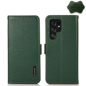 KHAZNEH Skórzane Etui Pokrowiec FRID do Samsung Galaxy S23 Ultra 5G zielony