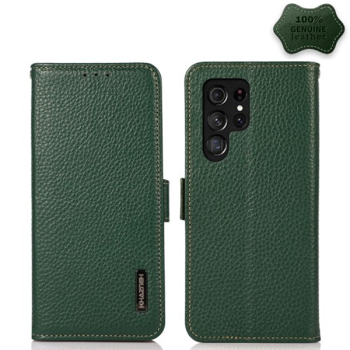 KHAZNEH Skórzane Etui Pokrowiec FRID do Samsung Galaxy S23 Ultra 5G zielony