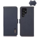 KHAZNEH Skórzane Etui Pokrowiec FRID do Samsung Galaxy S23 Ultra 5G niebieski