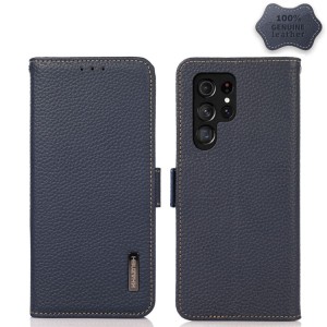 KHAZNEH Skórzane Etui Pokrowiec FRID do Samsung Galaxy S23 Ultra 5G niebieski