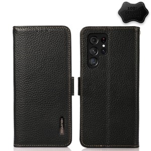 KHAZNEH Skórzane Etui Pokrowiec FRID do Samsung Galaxy S23 Ultra 5G czarny
