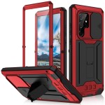 R-JUST Pancerne Etui Antywstrząsowe do Samsung Galaxy S22 Ultra 5G czerwone