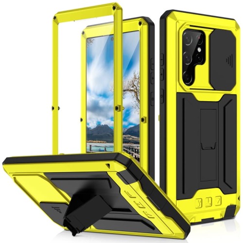 R-JUST Pancerne Etui Antywstrząsowe do Samsung Galaxy S22 Ultra 5G żółte