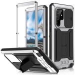 R-JUST Pancerne Etui Antywstrząsowe do Samsung Galaxy S22 Ultra 5G srebrne