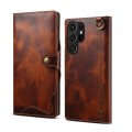 Denior Skórzane Etui Pokrowiec do Samsung Galaxy S22 Ultra 5G brązowy
