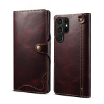 Denior Skórzane Etui Pokrowiec do Samsung Galaxy S22 Ultra 5G bordowy