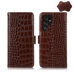 Skórzane Etui Pokrowiec FRID do Samsung Galaxy S22 Ultra 5G brązowy