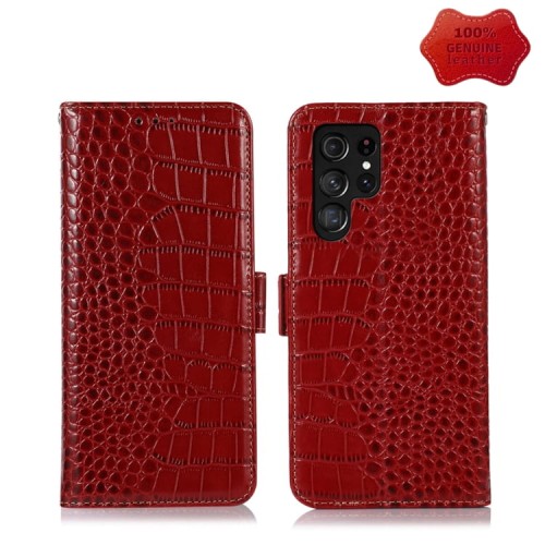 Skórzane Etui Pokrowiec FRID do Samsung Galaxy S22 Ultra 5G czerwony
