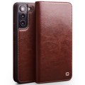 QIALINO Eleganckie Skórzane Etui do Samsung Galaxy S22+ 5G brązowe