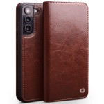 QIALINO Eleganckie Skórzane Etui do Samsung Galaxy S22+ 5G brązowe