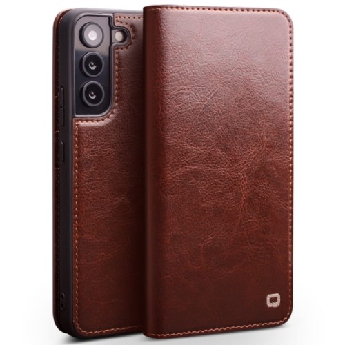 QIALINO Eleganckie Skórzane Etui do Samsung Galaxy S22+ 5G brązowe