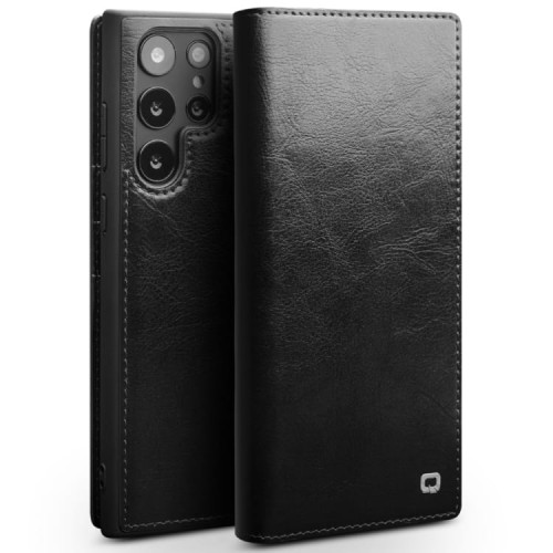 QIALINO Eleganckie Skórzane Etui do Samsung Galaxy S22 Ultra 5G czarne