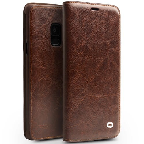 Qialino Skórzany Pokrowiec Samsung Galaxy S9 brązowy