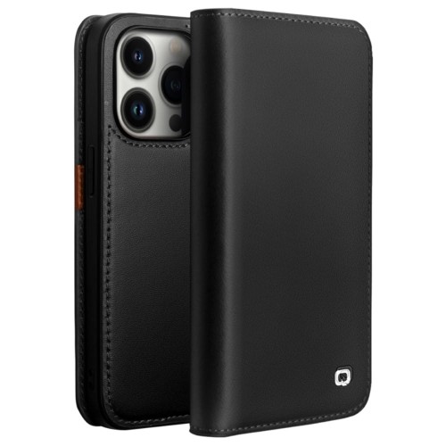QIALINO Biznesowe Skórzane Etui do iPhone 14 Pro Max czarne