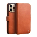 QIALINO Biznesowe Skórzane Etui do iPhone 14 Pro Max brązowe jasne