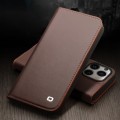 QIALINO Biznesowe Skórzane Etui do iPhone 14 Pro brązowe