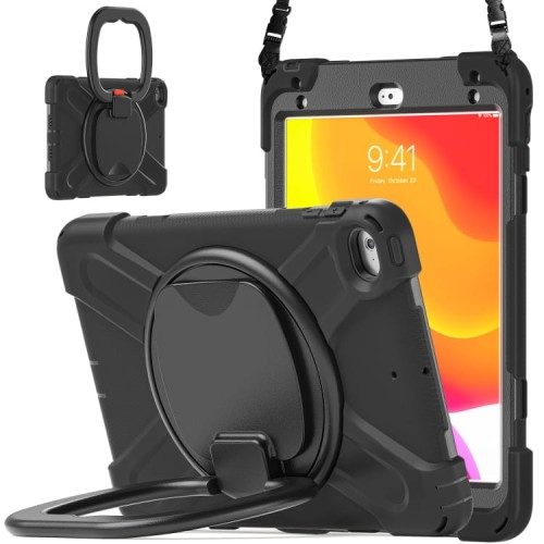 Shockproof Pancerne Etui z Paskiem i Uchwytem do iPad Mini 5/4 czarne