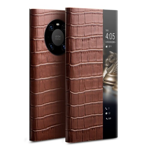 Skórzane Etui Smart Cover QIALINO Huawei Mate 40 brązowy