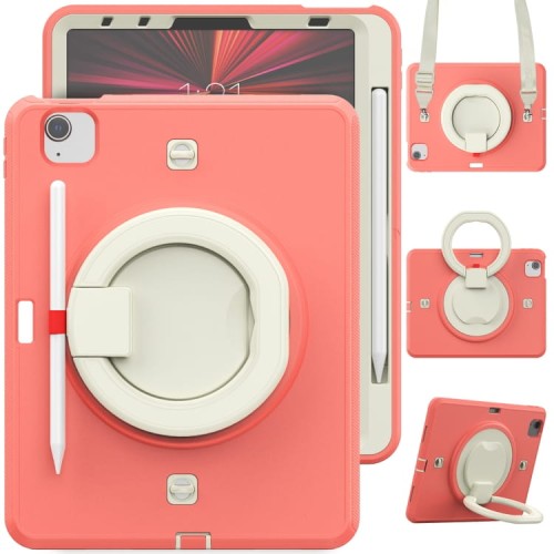 Shockproof Pancerne Etui z Paskiem i Uchwytem do iPad Pro 11 2022/2021/2020 koralowe