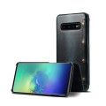 Denior Skórzane Etui Pokrowiec do Samsung Galaxy S10 granatowe