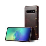 Denior Skórzane Etui Pokrowiec do Samsung Galaxy S10 bordowe