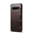 Denior Skórzane Etui Pokrowiec do Samsung Galaxy S10+ bordowe