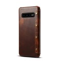Denior Skórzane Etui Pokrowiec do Samsung Galaxy S10+ brązowe