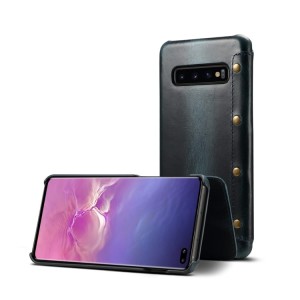 Denior Skórzane Etui Pokrowiec do Samsung Galaxy S10+ granatowe
