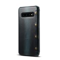 Denior Skórzane Etui Pokrowiec do Samsung Galaxy S10+ granatowe