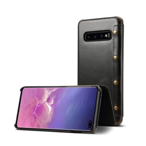 Denior Skórzane Etui Pokrowiec do Samsung Galaxy S10+ czarne