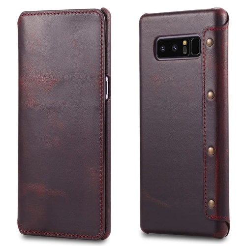 Denior Skórzane Etui Pokrowiec do Samsung Galaxy Note 8 bordowe
