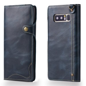 Denior Skórzane Etui Pokrowiec do Samsung Galaxy Note 8 granatowe